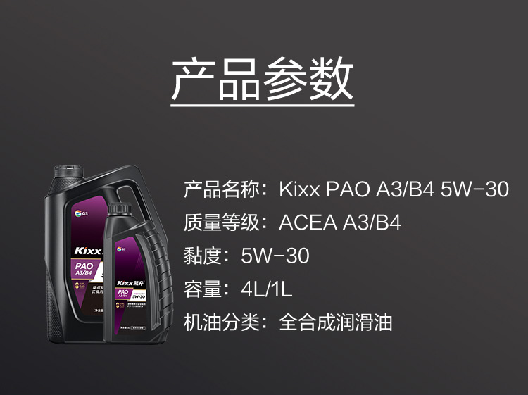 GS (Kixx) 凱升PAO全合成機(jī)油 5W-30 A3B4級(jí) 黑凱系列 4L-第6張圖片-鄭州市冠恒貿(mào)易有限公司【官方網(wǎng)站】-車(chē)用潤(rùn)滑油服務(wù)專(zhuān)家