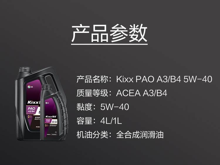 GS (Kixx) 凱升PAO全合成機(jī)油 5W-40 A3B4級(jí) 黑凱系列 4L-第6張圖片-鄭州市冠恒貿(mào)易有限公司【官方網(wǎng)站】-車用潤(rùn)滑油服務(wù)專家