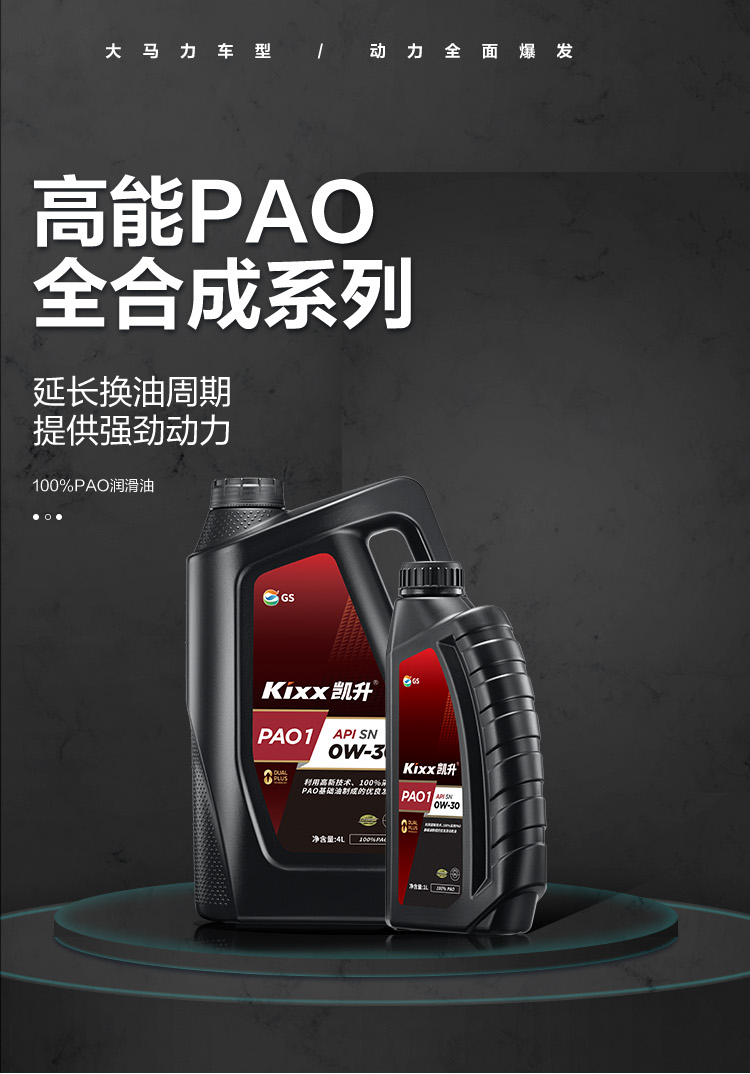 GS (Kixx)凱升 100%PAO全合成機油 0W-30 SN級 黑凱系列 4L-第1張圖片-鄭州市冠恒貿(mào)易有限公司【官方網(wǎng)站】-車用潤滑油服務(wù)專家
