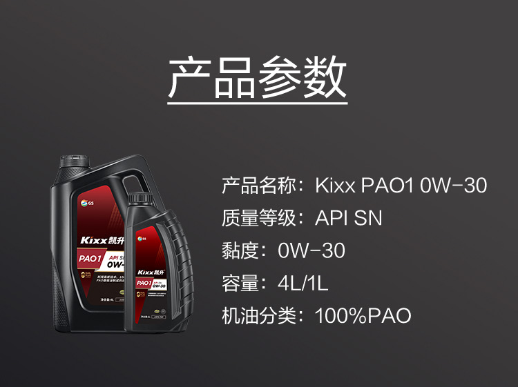 GS (Kixx)凱升 100%PAO全合成機油 0W-30 SN級 黑凱系列 4L-第6張圖片-鄭州市冠恒貿(mào)易有限公司【官方網(wǎng)站】-車用潤滑油服務(wù)專家