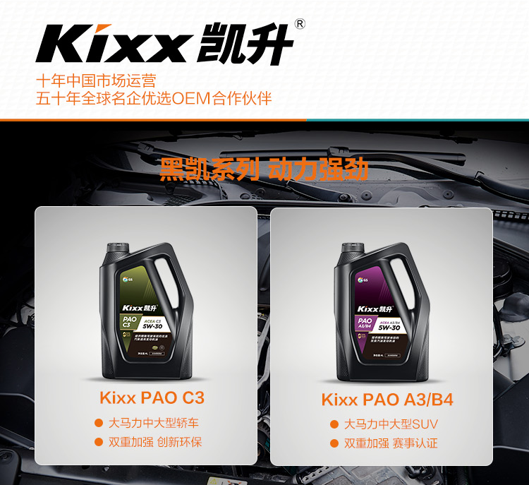 GS (Kixx)凱升 100%PAO全合成機油 0W-30 SN級 黑凱系列 4L-第9張圖片-鄭州市冠恒貿(mào)易有限公司【官方網(wǎng)站】-車用潤滑油服務(wù)專家